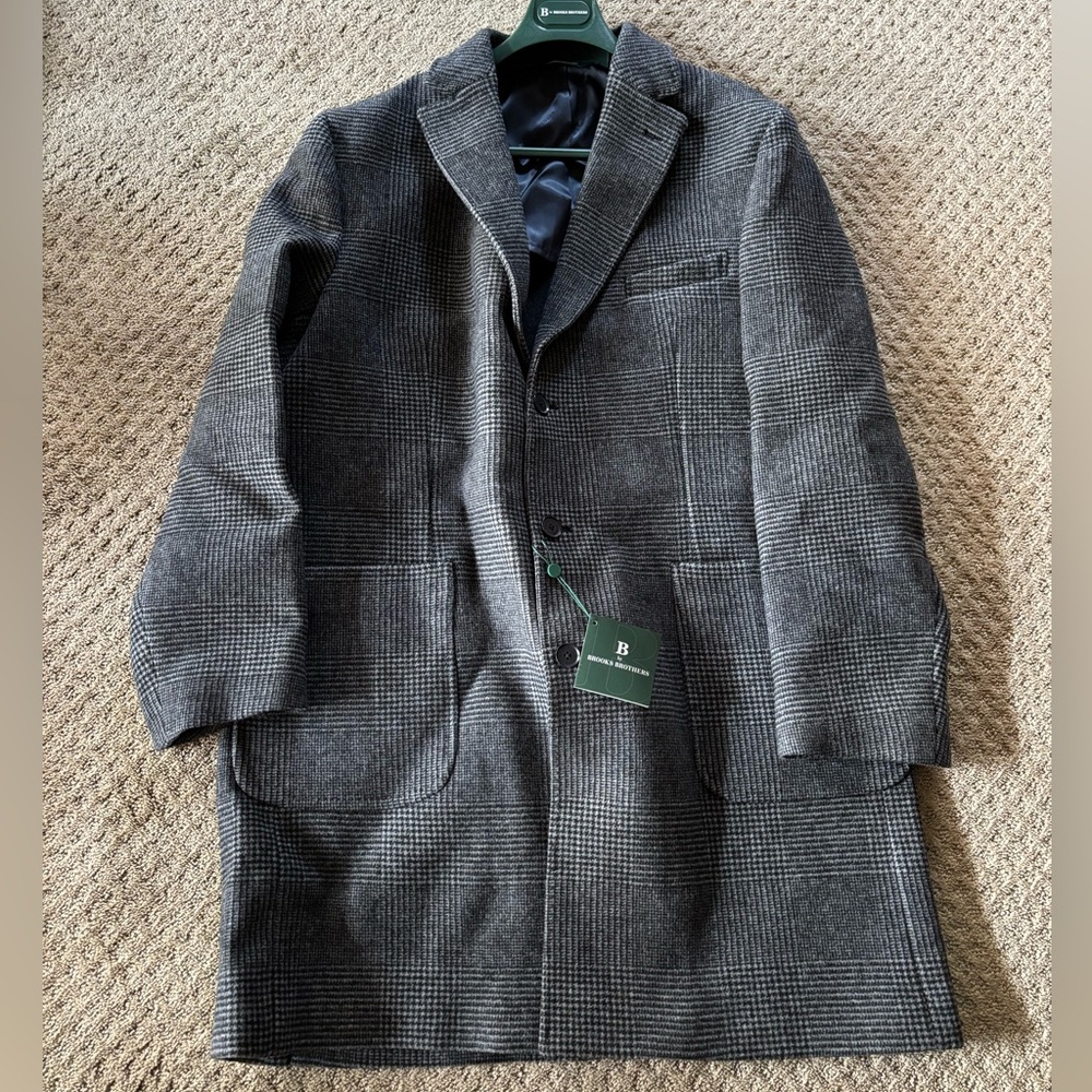 NWT Brooks Brothers Men’s Plaid Wool Coat
